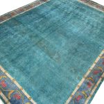 381 x 290cm Light Blue Hand Knotted Ultra Vintage Persian Wool Rug - Image 2