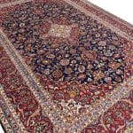 355 x 251cm Exquisite Hand Knotted Persian Navy Kashan Rug - Image 7