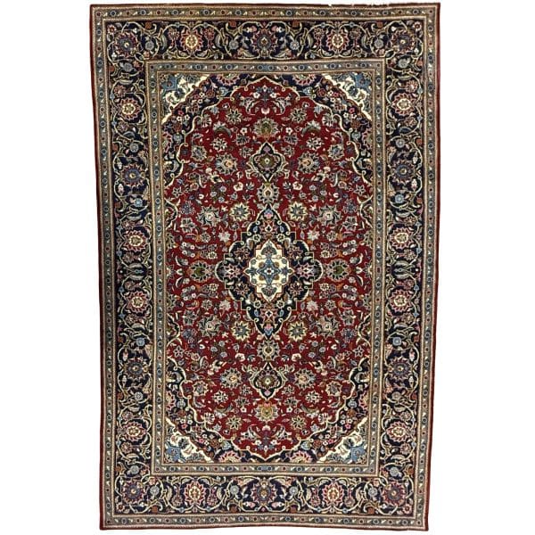328 x 205cm Hand Knotted Persian Red Floral Kashan Rug