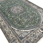 285 x 198cm Hand Knotted Green Persian Nain Silk And Wool Rug - Image 9