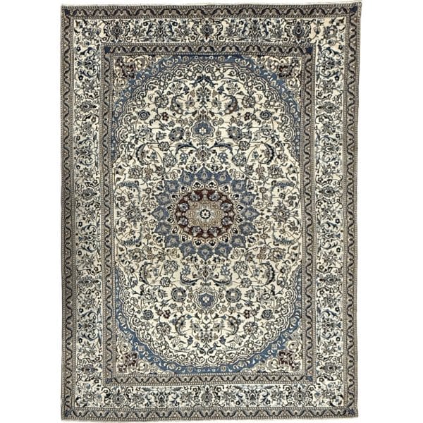 290 x 200cm Hand Knotted Imperial Ivory Nain Silk And Wool Rug