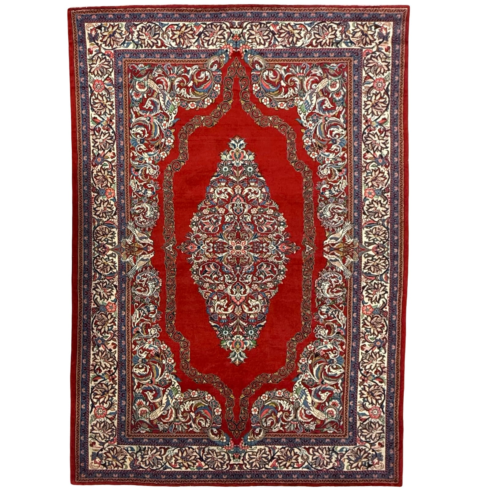 Ramin6_28 304 x 203cm Persian Sarough Floral Red Woolen Rug - Image 1
