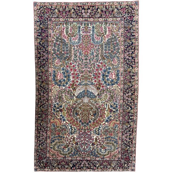 255 x 150cm Antique Laver Kerman – A Thousand Flowers Rug