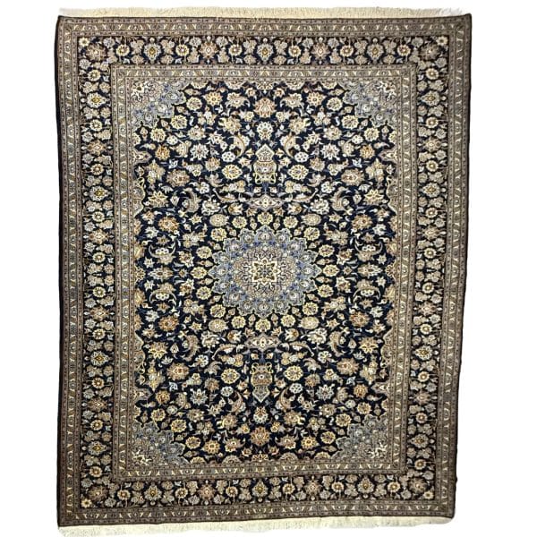 410 x 308cm Hand Knotted Gorgeous Navy Floral Persian Kashan Rug