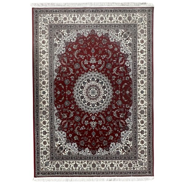 300 x 200cm Persian Nain Medallion Red Machine Made Rug