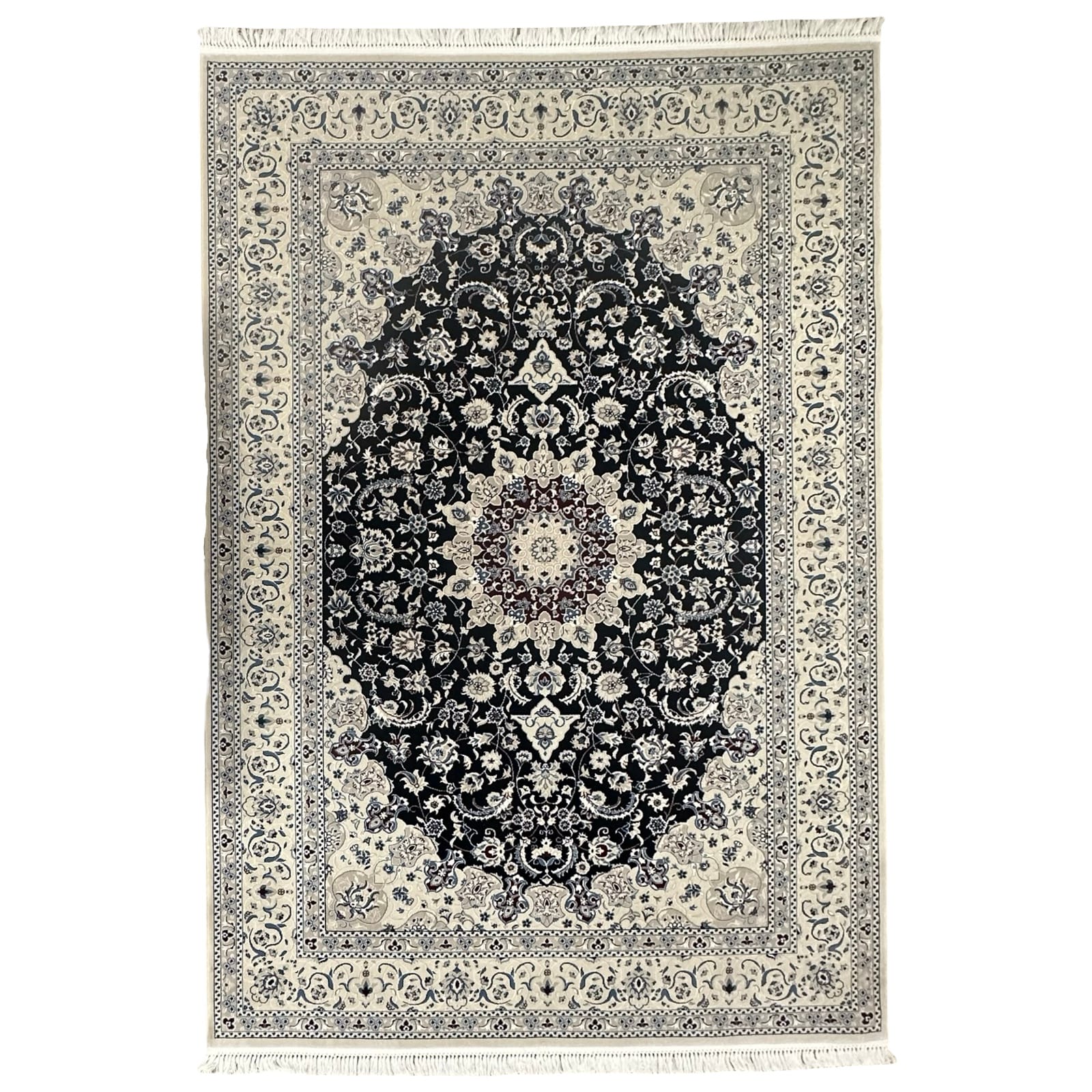 nain-300-x-200-nsns_27 300 x 200cm Fine Quality Nain Machine Made Navy Rug - Image 1