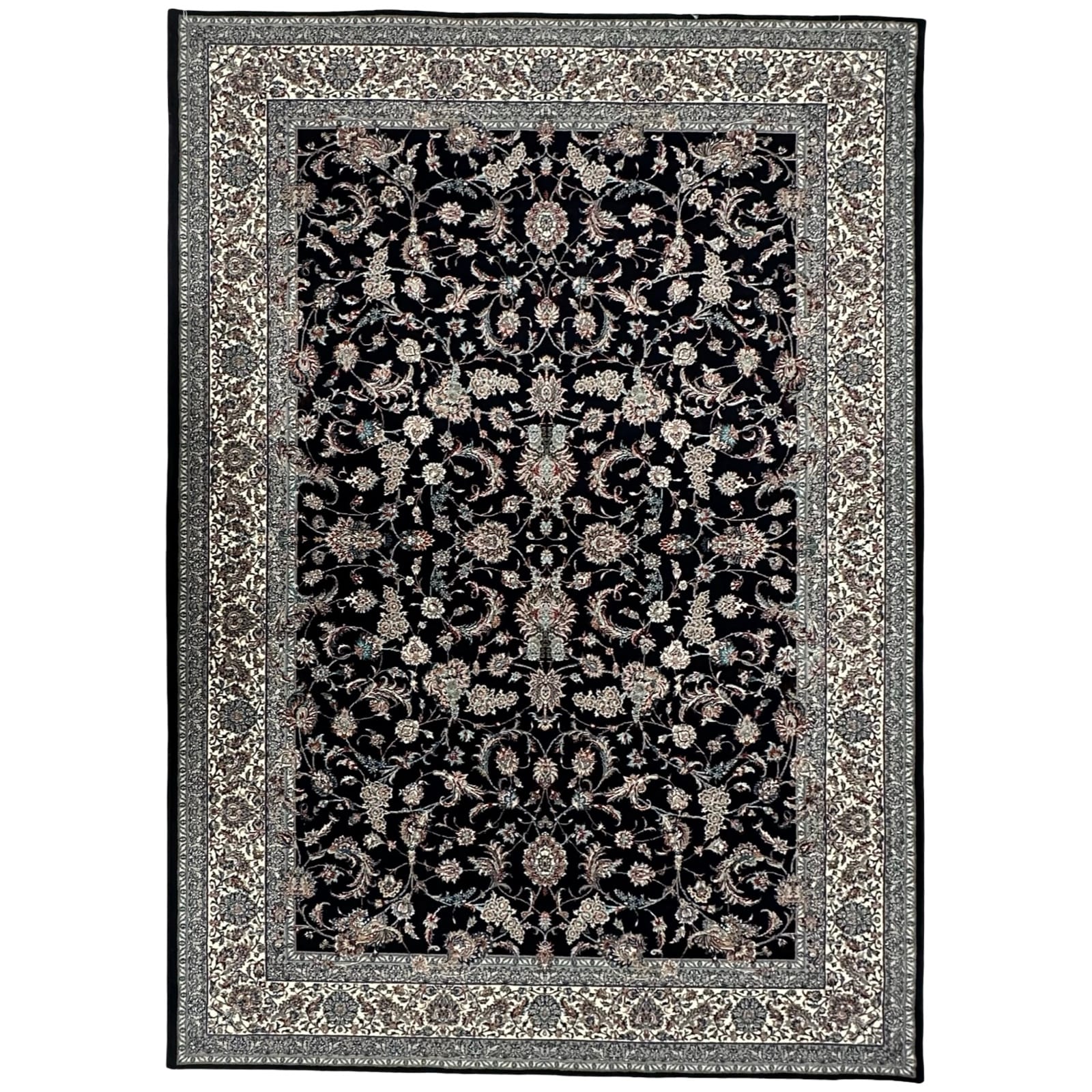 nain-300-x-200_8 300 x 200cm Persian All Over Navy Nain Machine Made Rug - Image 1