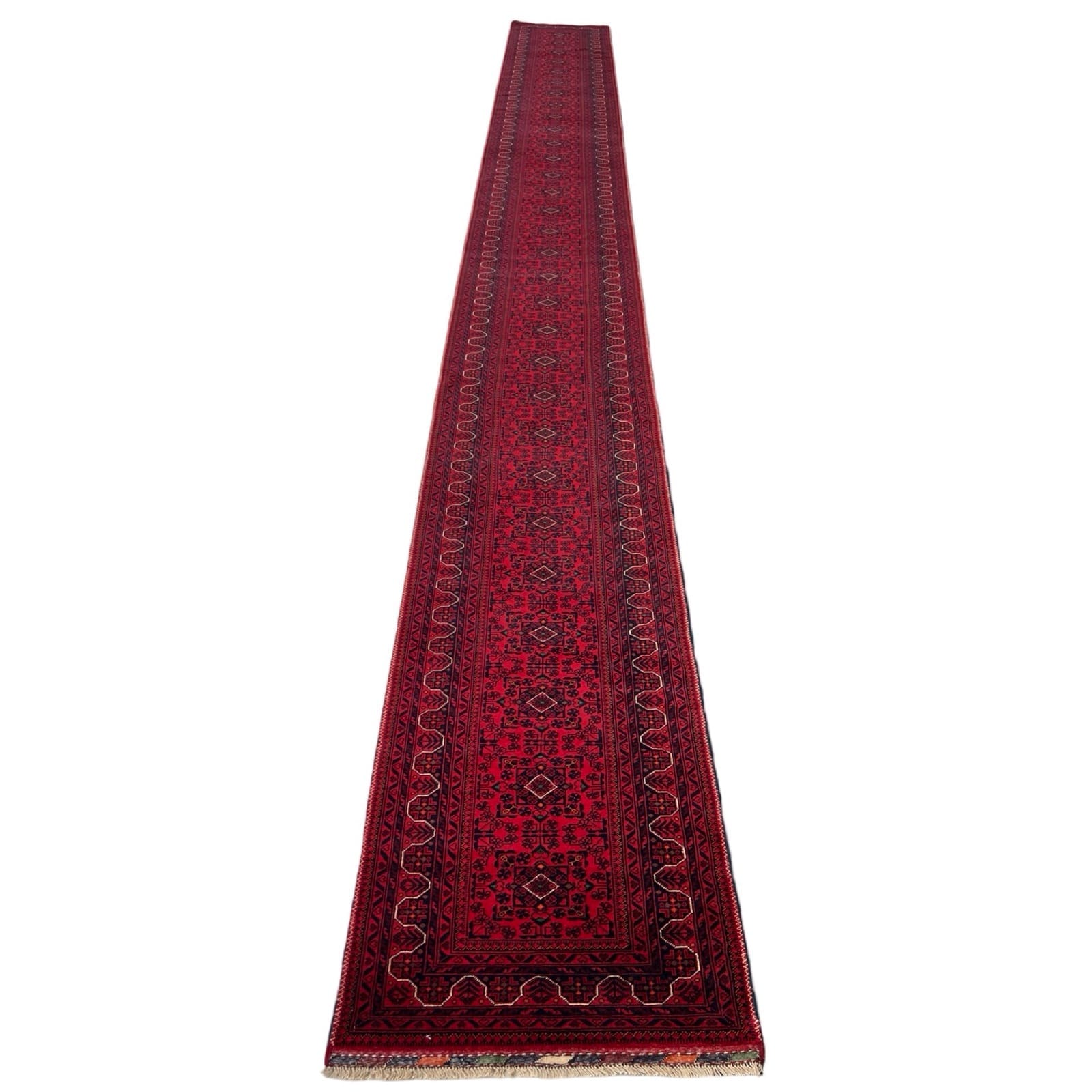 pixelcut_1 Fine Handmade Afghan Turkmen Long Runner Rug- 900 x 86 cm - Image 1