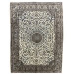 345 x 255cm Hand Knotted Persian Cream Kashan Wool Rug