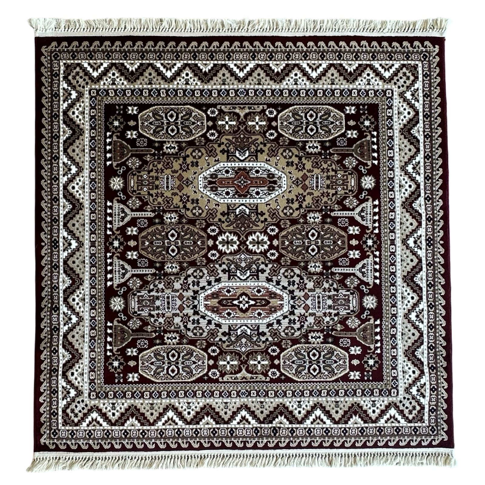 prooooo_1-2-8 200 x 200cm Persian Tribal Geometric Design Red Square Rug - Image 1