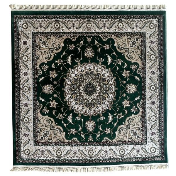 160 x 160 Green Persian Mashad Design Square Rug