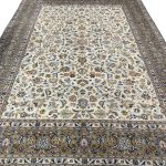 376 x 282cm Fine Persian Hand Knotted Kashan Cream Rug - Image 3