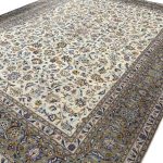 376 x 282cm Fine Persian Hand Knotted Kashan Cream Rug - Image 4