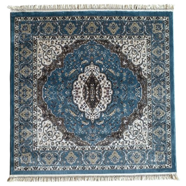 160 x 160cm Persian Square Blue Kashan Design Rug