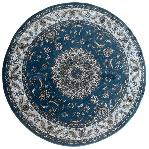 200 x 200cm Persian Floral Design Blue Round Rug