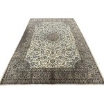 345 x 255cm Hand Knotted Persian Cream Kashan Wool Rug - Image 2