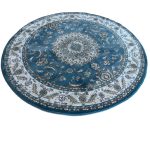 200 x 200cm Persian Floral Design Blue Round Rug - Image 2
