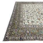 376 x 282cm Fine Persian Hand Knotted Kashan Cream Rug - Image 9
