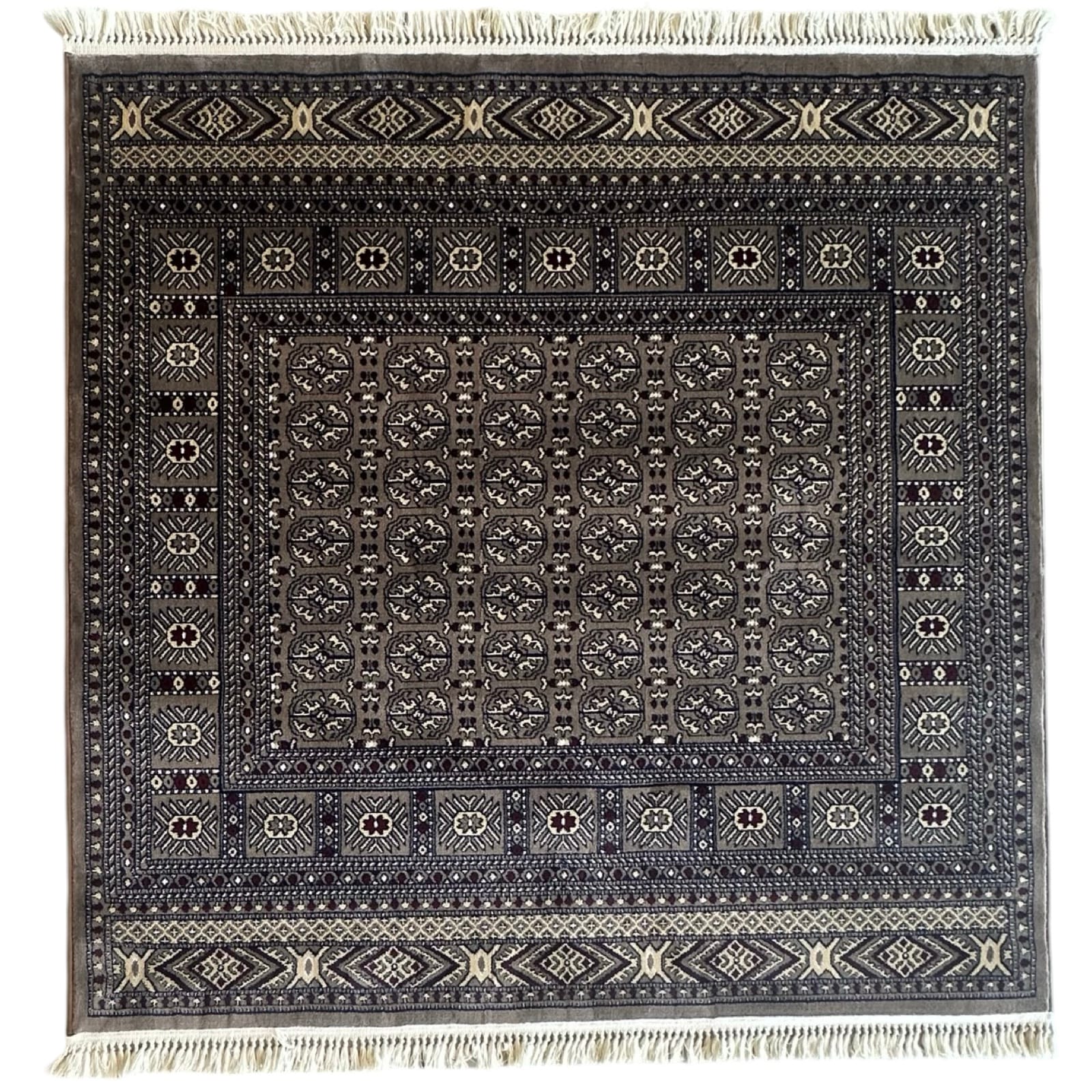 prooooo_23-18 160 x 160cm Afghan Bokhara Design Brown Square Rug - Image 1