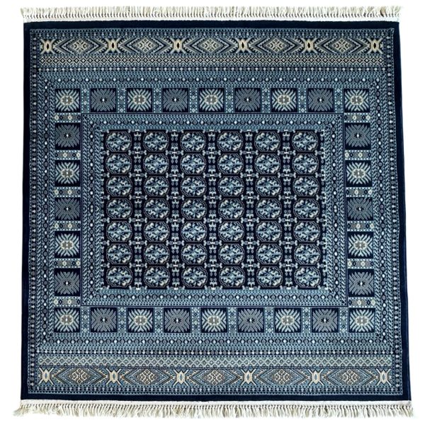 160 x 160cm Navy Bokhara Design Square Rug