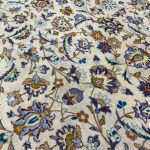 376 x 282cm Fine Persian Hand Knotted Kashan Cream Rug - Image 10