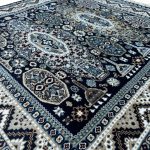 200 x 200cm Persian Tribal Geometric Design Navy Square Rug - Image 3