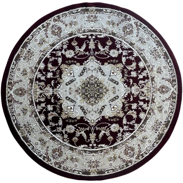 200 x 200cm Persian Mashad Design Red Round Rug