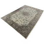 345 x 255cm Hand Knotted Persian Cream Kashan Wool Rug - Image 4