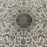 345 x 255cm Hand Knotted Persian Cream Kashan Wool Rug - Image 6
