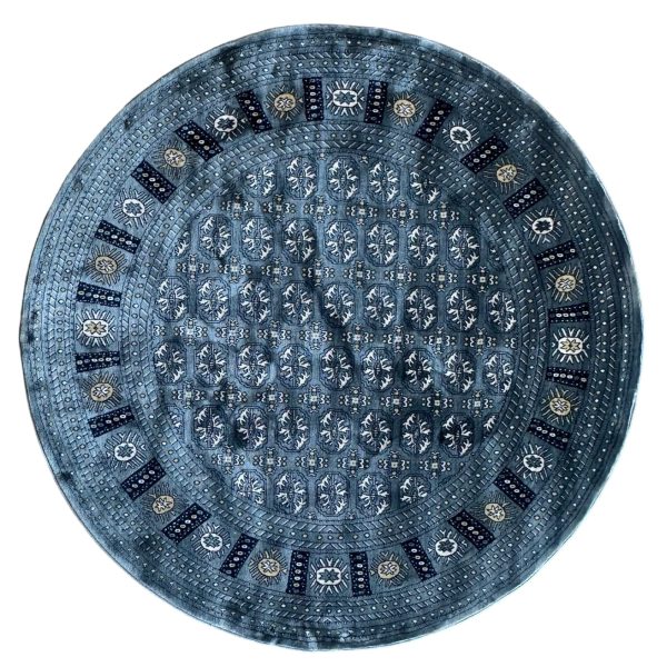 200 x 200cm Grey Bokhara Design Round Rug
