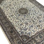 345 x 255cm Hand Knotted Persian Cream Kashan Wool Rug - Image 8