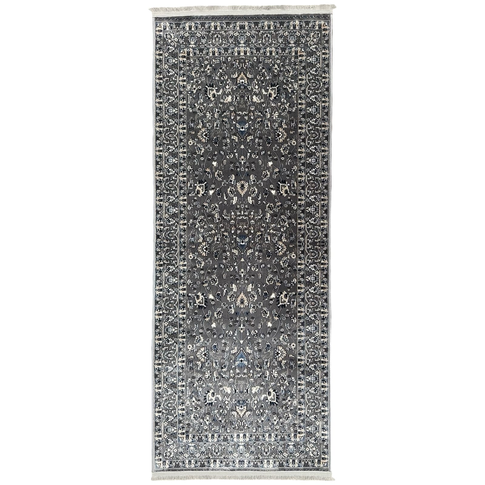 runner-2-m-_1 200 x 80cm Turkish Machine Made Floral Grey Runner Rug - Image 1