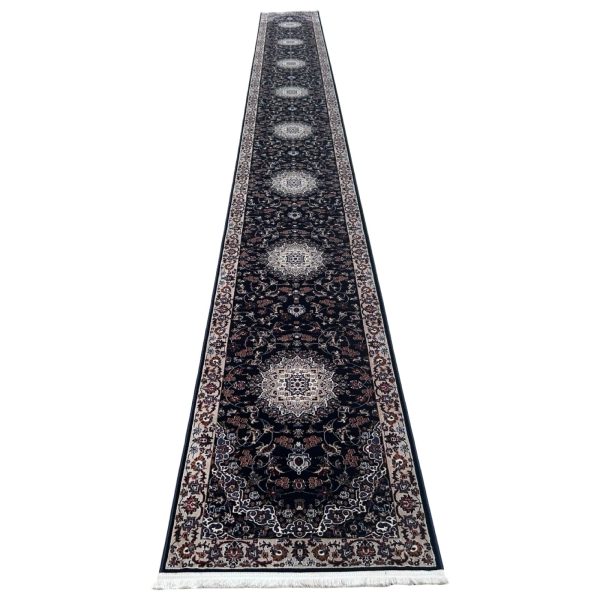 800 x 80cm Classic Persian Kashan – Navy Runner Rug