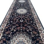 800 x 80cm Classic Persian Kashan – Navy Runner Rug - Image 2