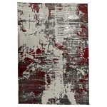 290 x 200cm Turkish Modern Grey Red Machine Made Rug