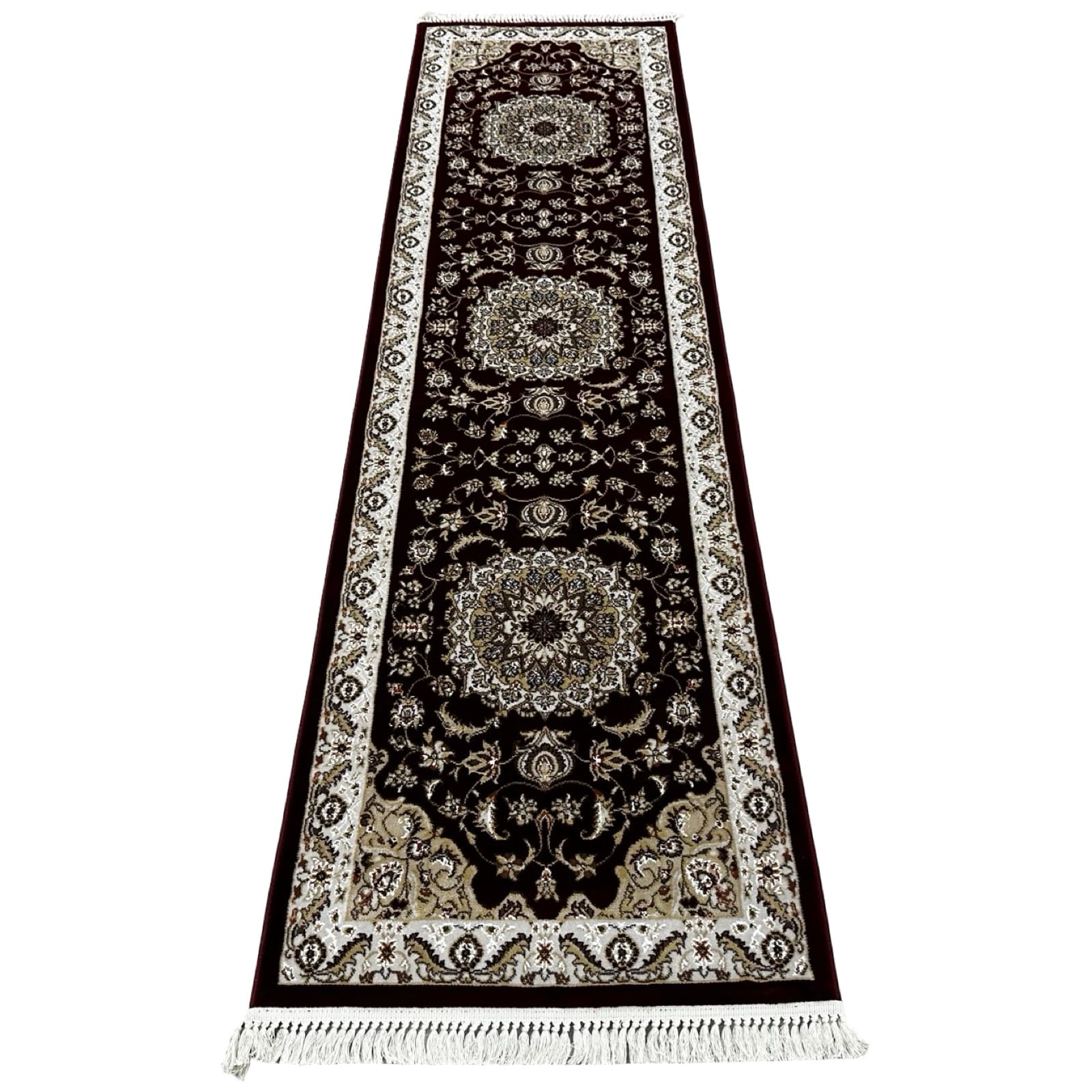 300 x 80abc _16 300 x 80cm Persian Mashad Design Machine Made Red Runner Rug - Image 1