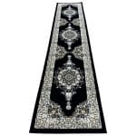 400 x 80cm Persian Design Hallway Navy Runner Rug | Soft & Durable