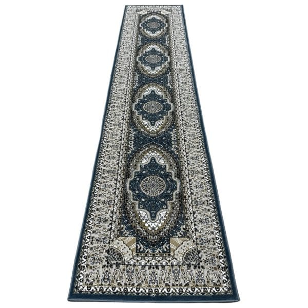 400 x 80cm Persian Design Runner | Machine Made Blue Rug