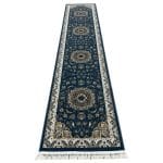 400 x 80cm Persian Mashad Design Blue Carpet Runner | Elegant Pattern