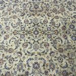 380 × 290cm Hand-Knotted Persian Kashan Rug – Green Field with Blue Floral Motifs - Image 5