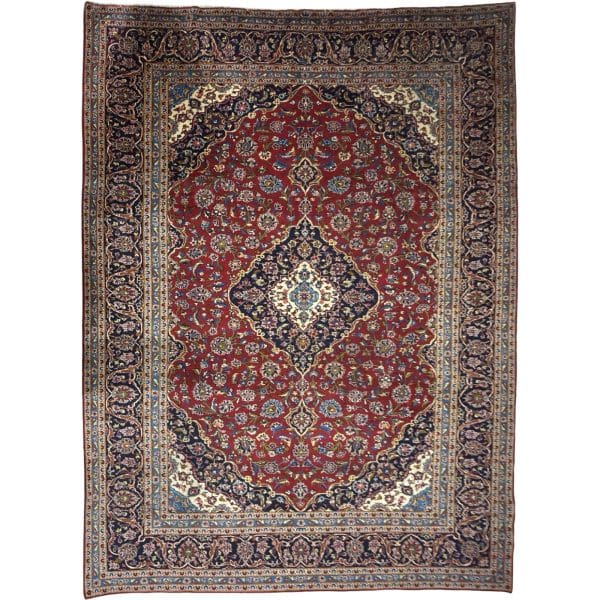 414 x 295cm Large Hand-Knotted Persian Kashan Wool Rug