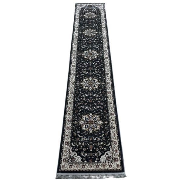 500 x 80cm Persian Mashad Floral Design Grey Runner Rug