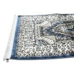 500 x 80cm Machine Made Persian Mashad Design Blue Runner Rug - Image 7