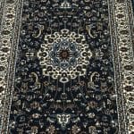 500 x 80cm Persian Kashan Design Machine Made Navy Soft Runner Rug - Image 5