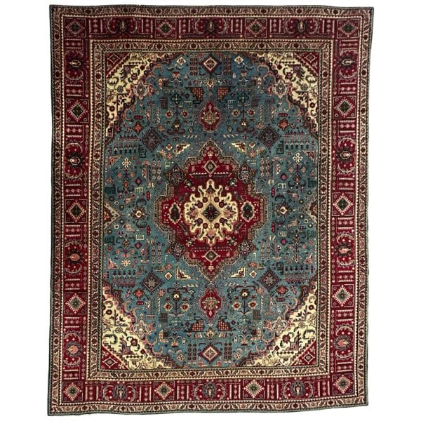 384 x 290cm BlueHand-Knotted Persian Tabriz wool Rug