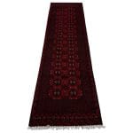 290 x 80cm Hand Knotted Red Afghan Bokhara Runner Rug