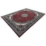 400 x 300cm Persian  Kashan Medallion Design Machine Made Deep Red Rug - Image 3