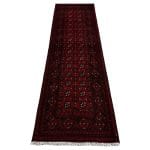 290 x 80cm Hand-Knotted Red Afghan Akche Runner Rug