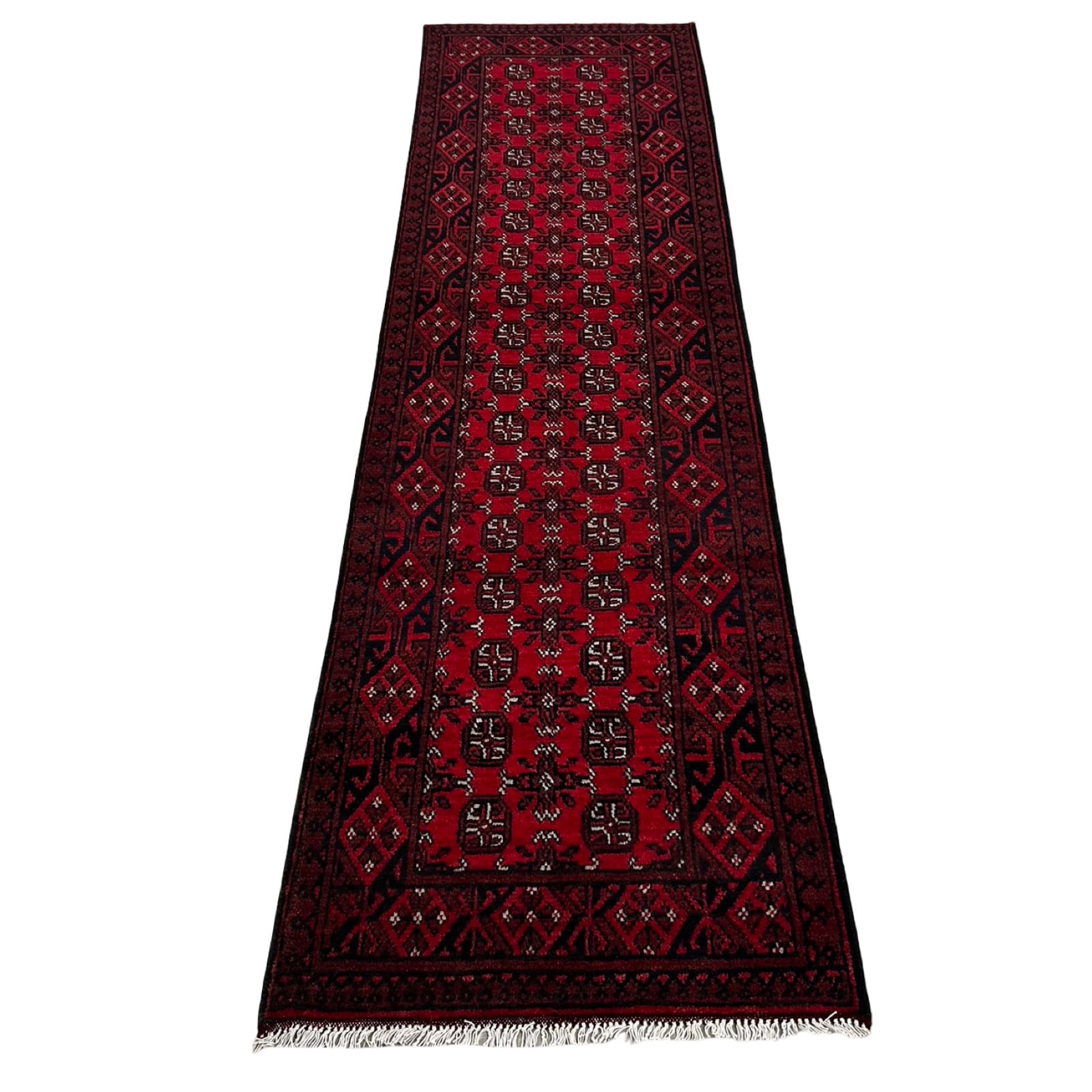 rdddddded_35 290 x 81cm Hand Knotted Afghan Akche Wool Runner Rug - Image 1