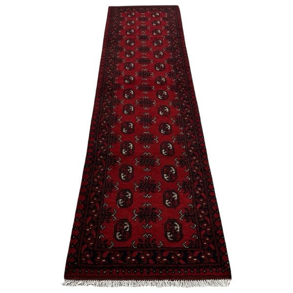 287 x 78cm Hand Knotted Afghan Akche Wool Runner Rug
